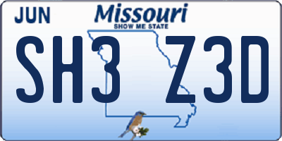 MO license plate SH3Z3D