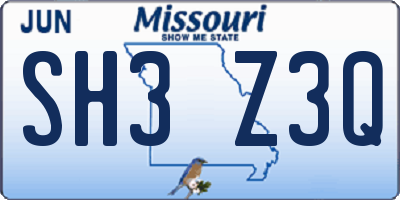 MO license plate SH3Z3Q