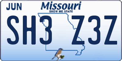 MO license plate SH3Z3Z