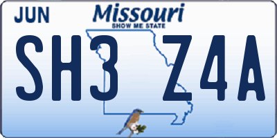MO license plate SH3Z4A