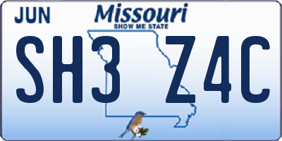 MO license plate SH3Z4C
