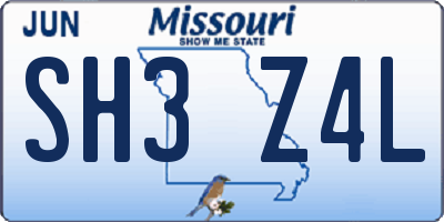 MO license plate SH3Z4L