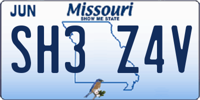 MO license plate SH3Z4V