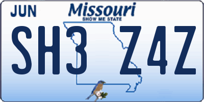 MO license plate SH3Z4Z