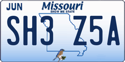 MO license plate SH3Z5A