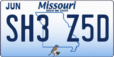 MO license plate SH3Z5D