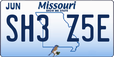 MO license plate SH3Z5E