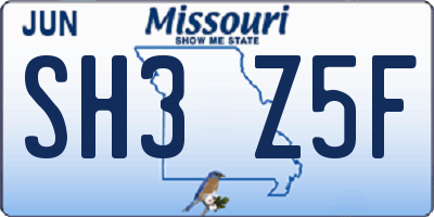 MO license plate SH3Z5F