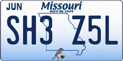 MO license plate SH3Z5L