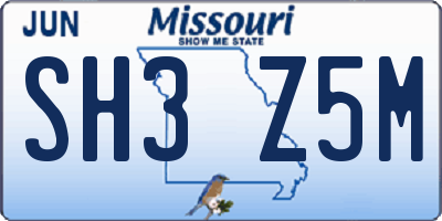 MO license plate SH3Z5M