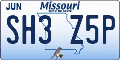 MO license plate SH3Z5P