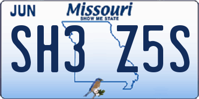 MO license plate SH3Z5S