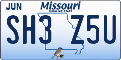 MO license plate SH3Z5U
