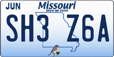 MO license plate SH3Z6A
