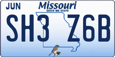 MO license plate SH3Z6B