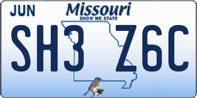 MO license plate SH3Z6C