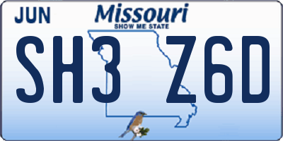 MO license plate SH3Z6D
