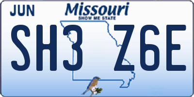 MO license plate SH3Z6E