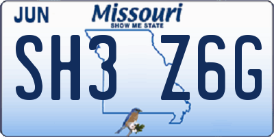 MO license plate SH3Z6G