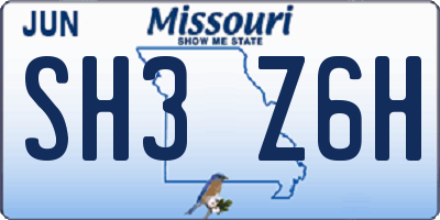 MO license plate SH3Z6H