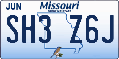 MO license plate SH3Z6J