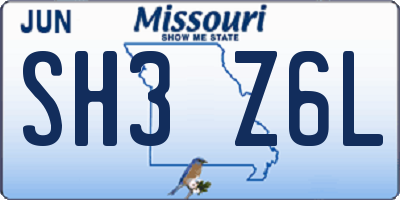 MO license plate SH3Z6L