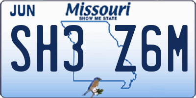 MO license plate SH3Z6M