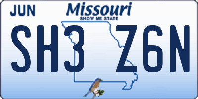 MO license plate SH3Z6N