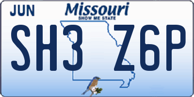 MO license plate SH3Z6P