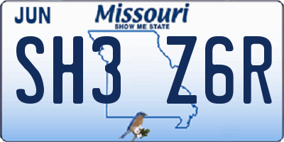 MO license plate SH3Z6R