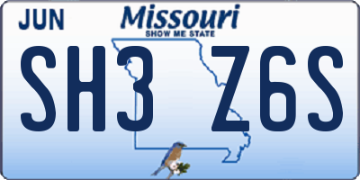 MO license plate SH3Z6S