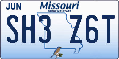 MO license plate SH3Z6T