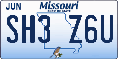 MO license plate SH3Z6U