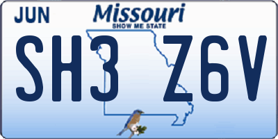 MO license plate SH3Z6V