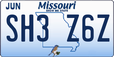 MO license plate SH3Z6Z