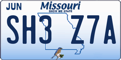 MO license plate SH3Z7A