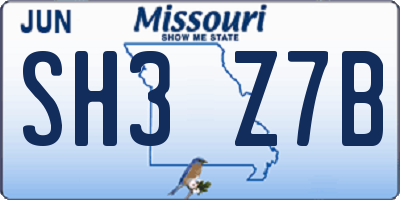 MO license plate SH3Z7B