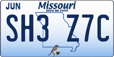 MO license plate SH3Z7C