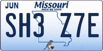 MO license plate SH3Z7E