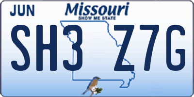 MO license plate SH3Z7G