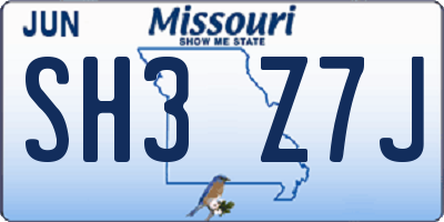 MO license plate SH3Z7J