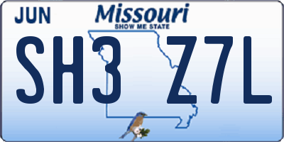MO license plate SH3Z7L