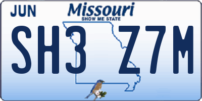MO license plate SH3Z7M