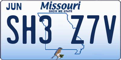 MO license plate SH3Z7V