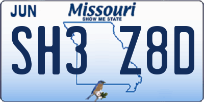MO license plate SH3Z8D
