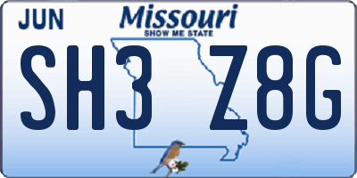 MO license plate SH3Z8G