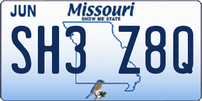 MO license plate SH3Z8Q