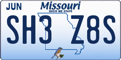 MO license plate SH3Z8S