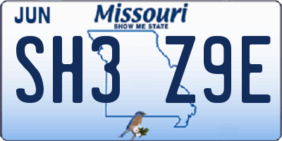 MO license plate SH3Z9E