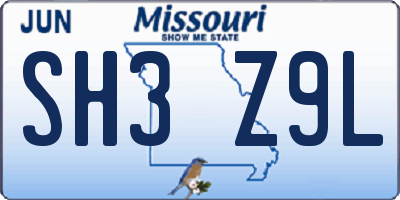 MO license plate SH3Z9L